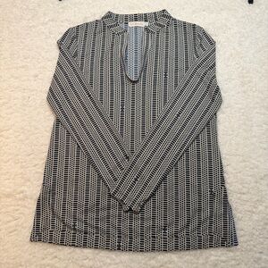 Tory Burch Black and White Patterned Women's Top Size Medium
